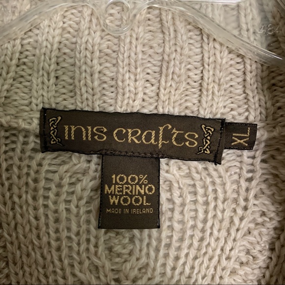 INIS CRAFTS Chunky Cabled Fisherman Zip Cardigan - Picture 7 of 7